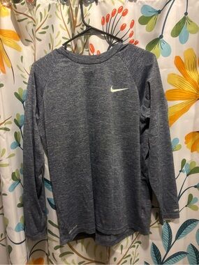 Nike Heathered Slate Blue Long Sleeve Performance Top